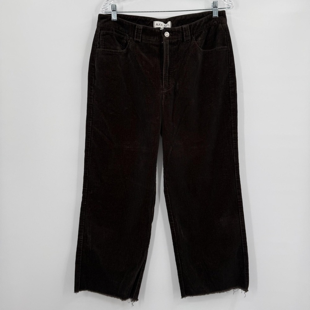 ALEX MILL Pants Womens 10 Brown Cropped Corduroy Straight Leg Pockets Flat Front
